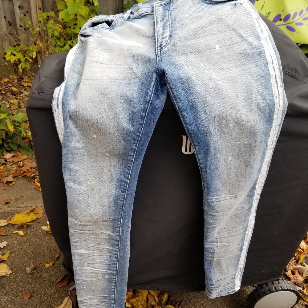 Mnml  Mens Jeans Paint 34 Skinny Pants Destroyed - Picture 10 of 10